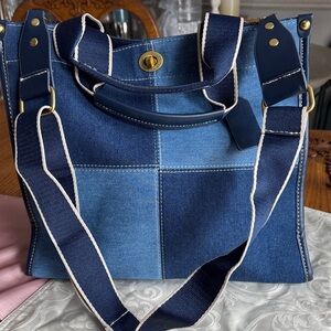 Blue Patchwork Denim Tote Bag - BRAND NEW!